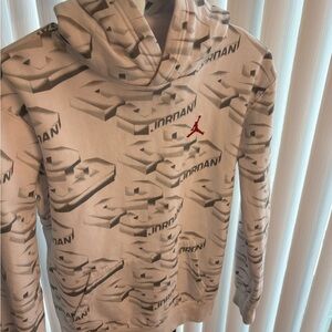 Jordan White and Black Hoodie with Red Logo